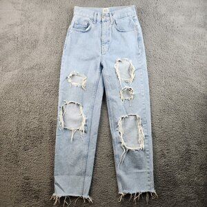 BDG Urban Outfitters High Rise Baggy Distressed Womens Blue Jeans Size 25 Skater